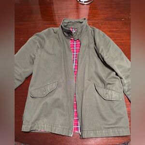 ASOS Olive Jacket with Red Plaid Lining